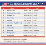 List of United States Federal Holidays 2026